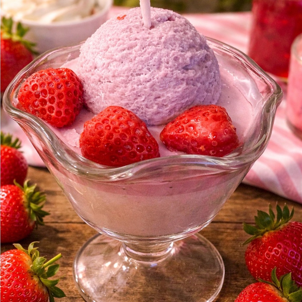 Strawberry and Lavender Ice Cream Dessert Candle